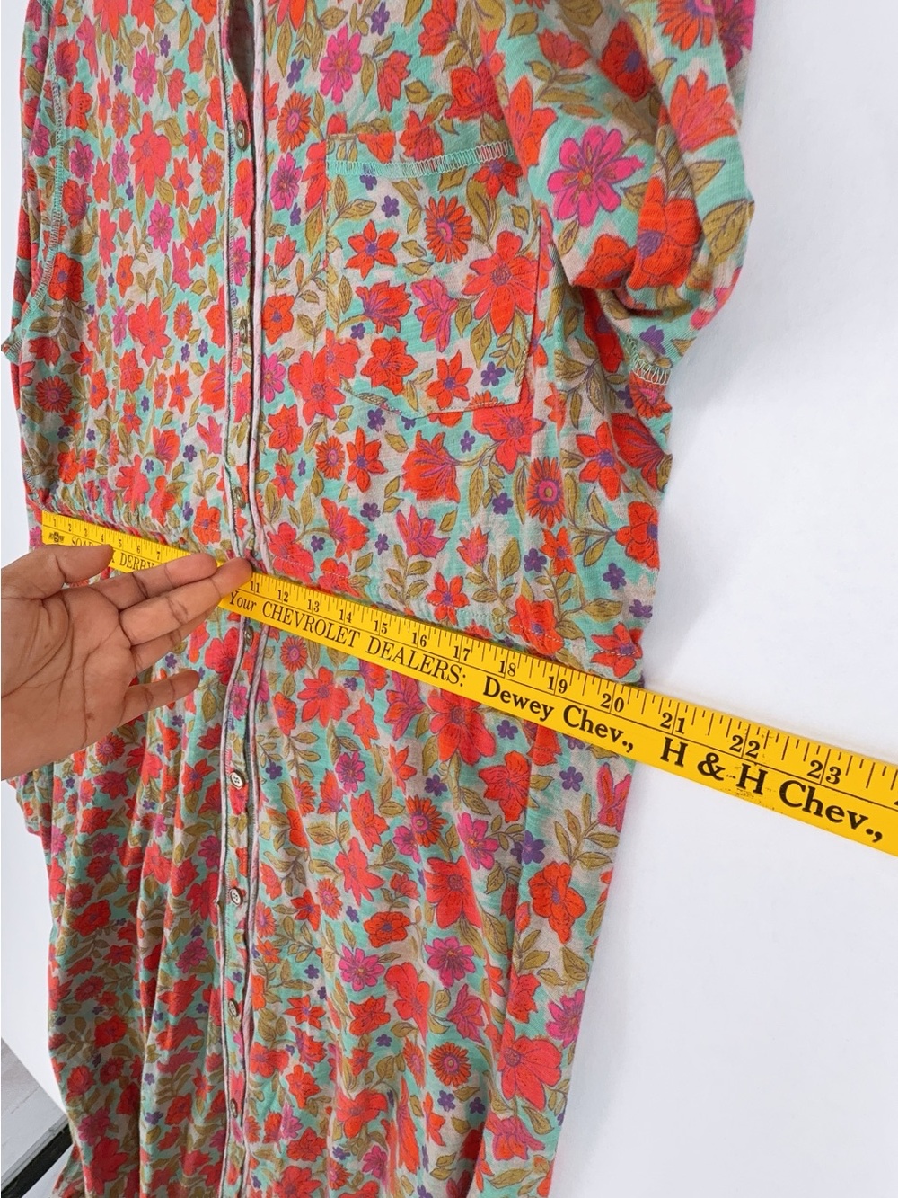 Natural Life Boho Floral Maxi Shirt Dress 100% Cotton Western Neon size L nwot - Picture 9 of 11